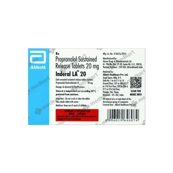 inderal la 20mg tablet 15's